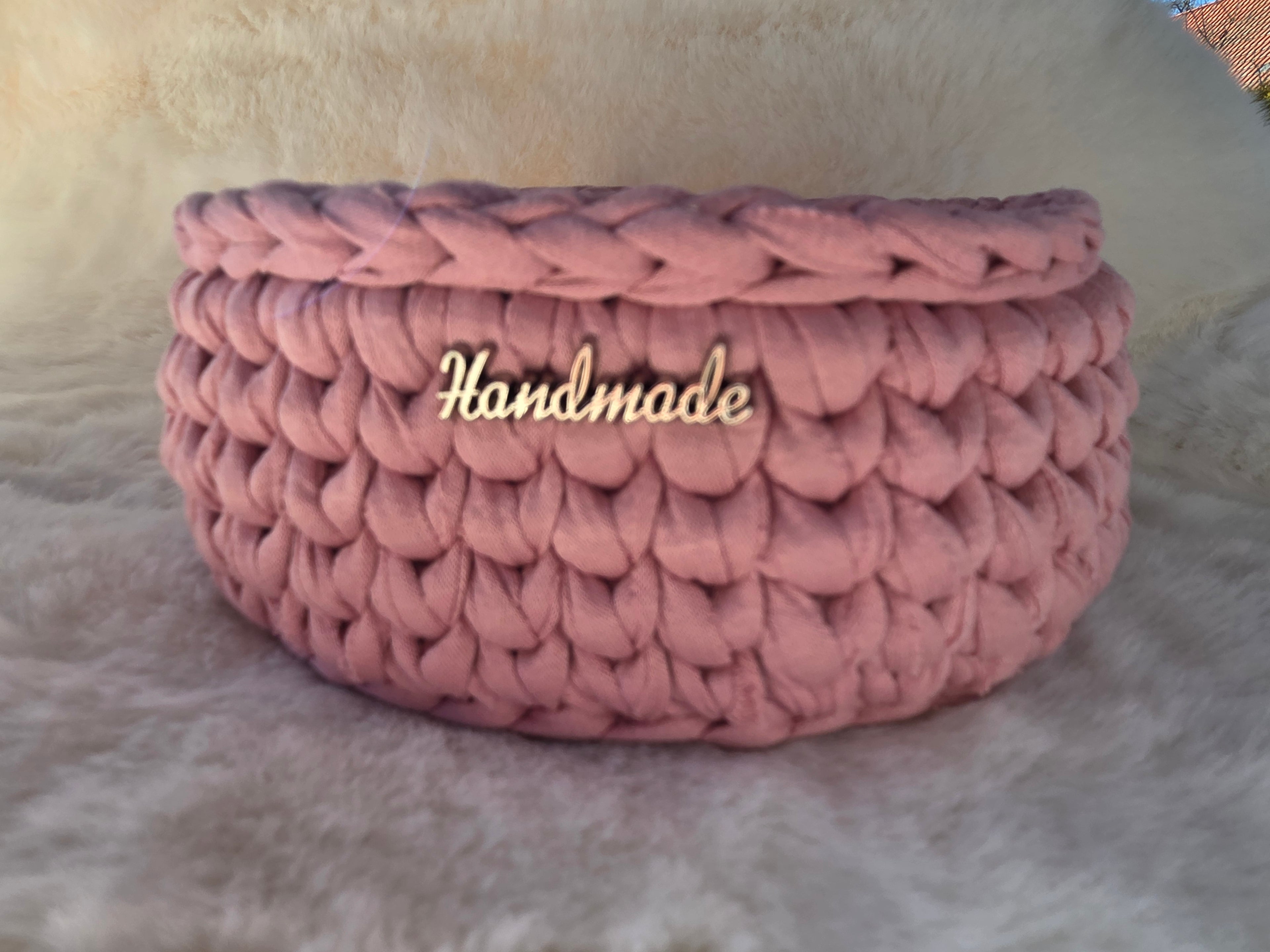 🌸 Häkel-Körbchen „Handmade Love“ – Rosa