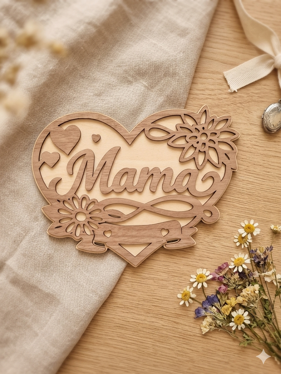 Herzliche Botschaft: Dekoratives Holzherz "Mama"