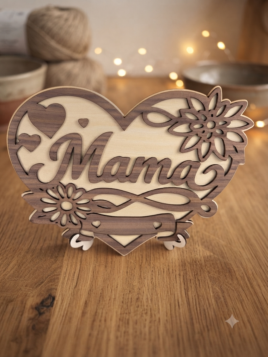 Herzliche Botschaft: Dekoratives Holzherz "Mama"