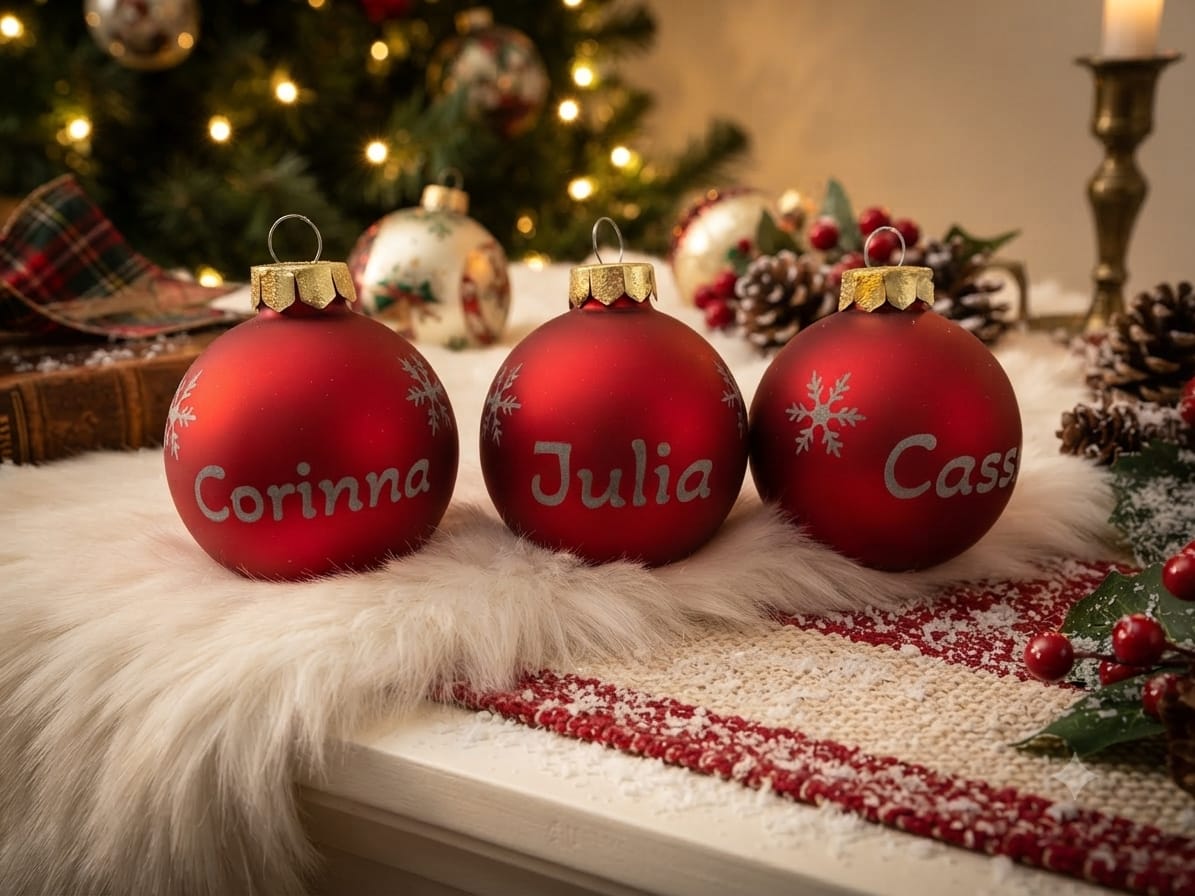Personalisierte Weihnachtskugel (6 cm) – Mit Wunschgravur (Matt & Glänzend)